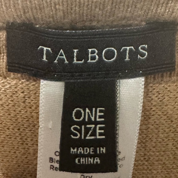 Talbots Tan and Black Knit Poncho One Size - Picture 3 of 4